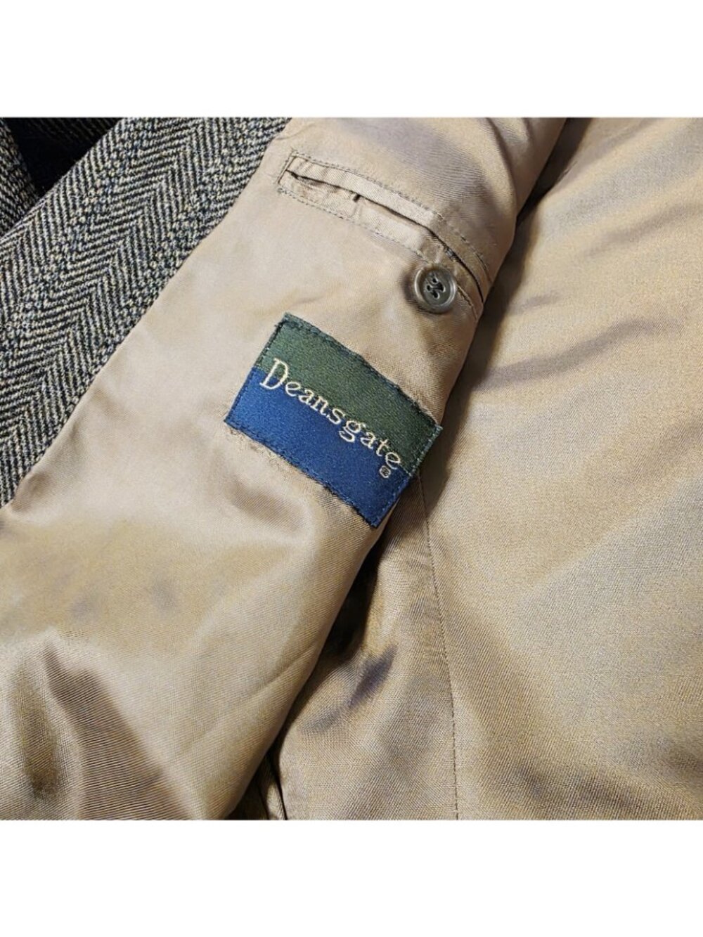 Vtg Deansgate Harris Tweed Style Blazer Jacket Mens Brown 39R Herringbone Wool - Picture 7 of 13
